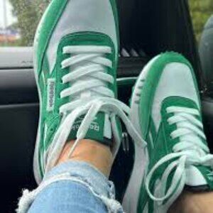 - NEW REEBOK Suede Forte Racer Lifestyle Sneakers white/green for women 255 4S2